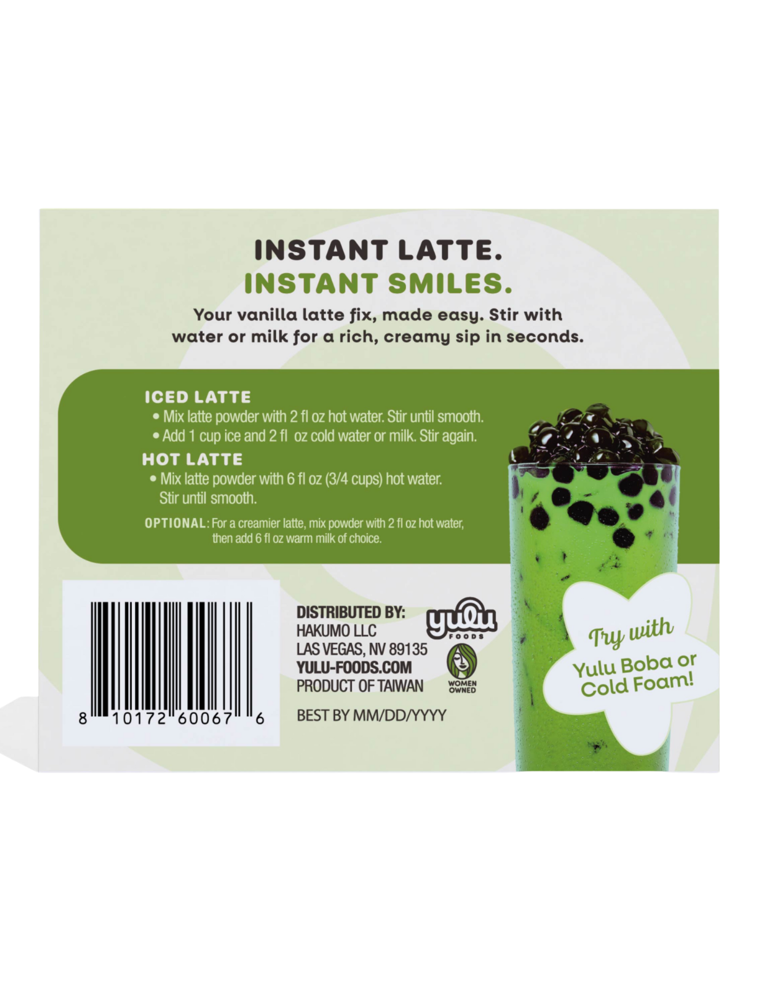 Yulu - Instant Matcha Latte Mix - 12 Servings