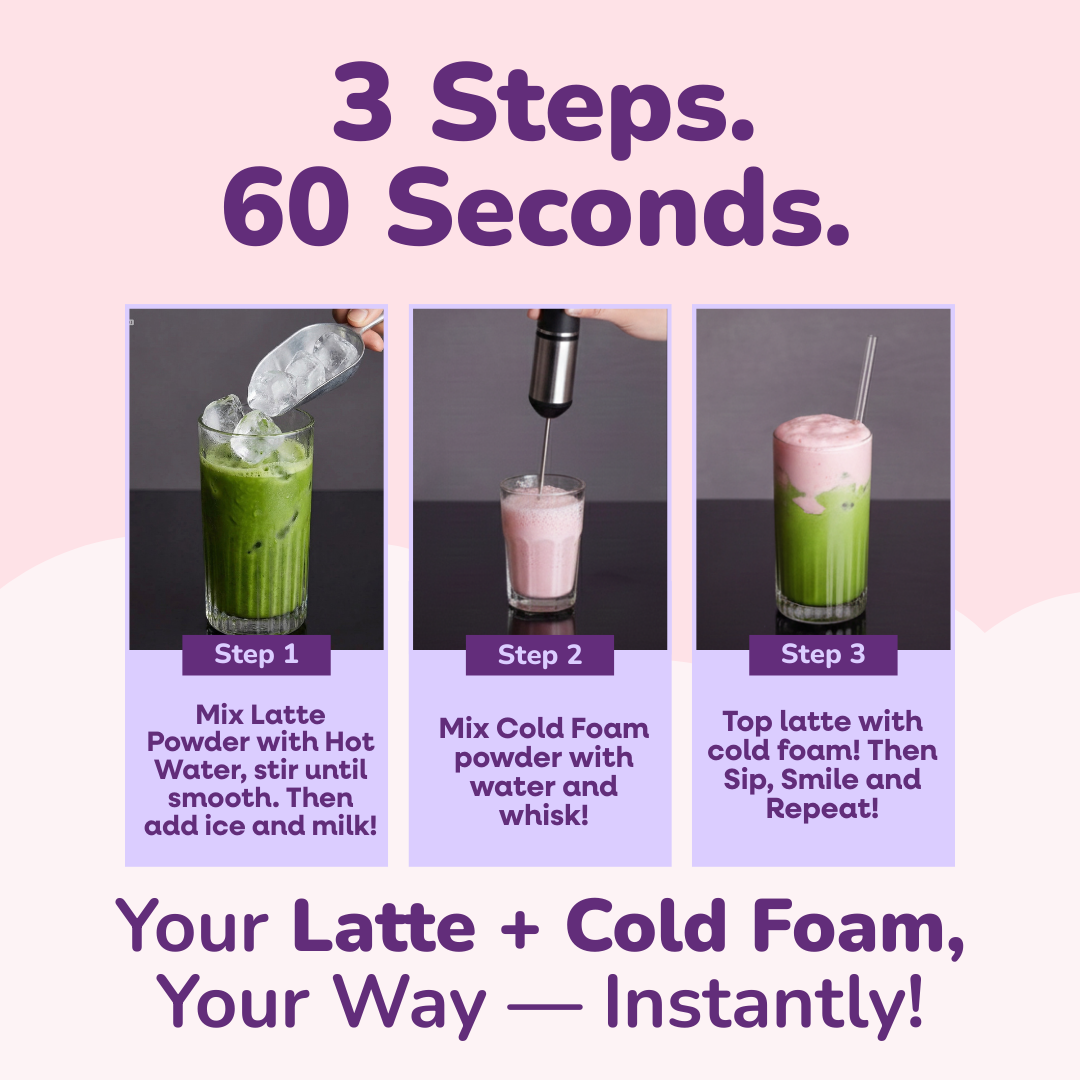 Instant Cold Foam Latte Kit - Matcha Latte w/ Lavender Foam 3 SETS