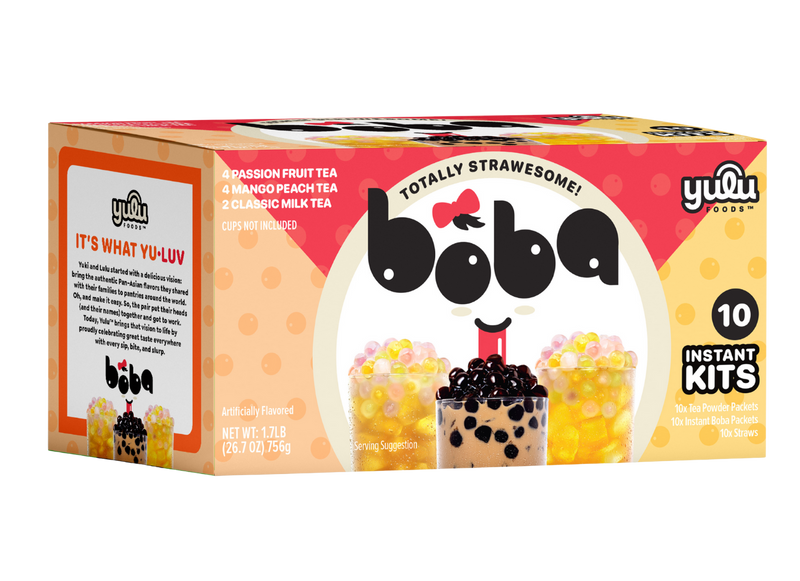 Yulu Foods Instant Bubble Pearl Variety Milk & Fruity Tea Kit with Authentic Brown Sugar and Fruity Tapioca Pearls