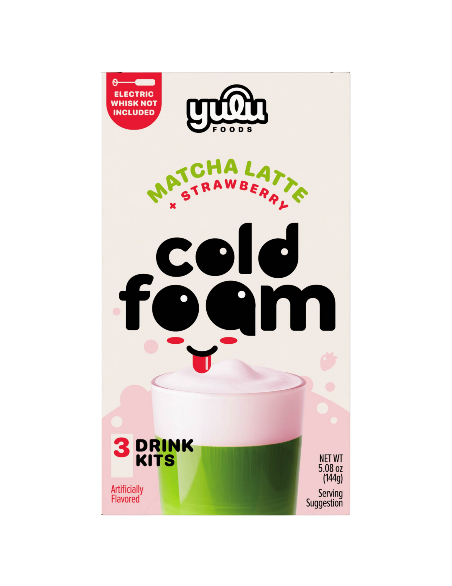 yulala Instant Cold Foam Latte Kit – Matcha Latte w/ Strawberry Cold Foam