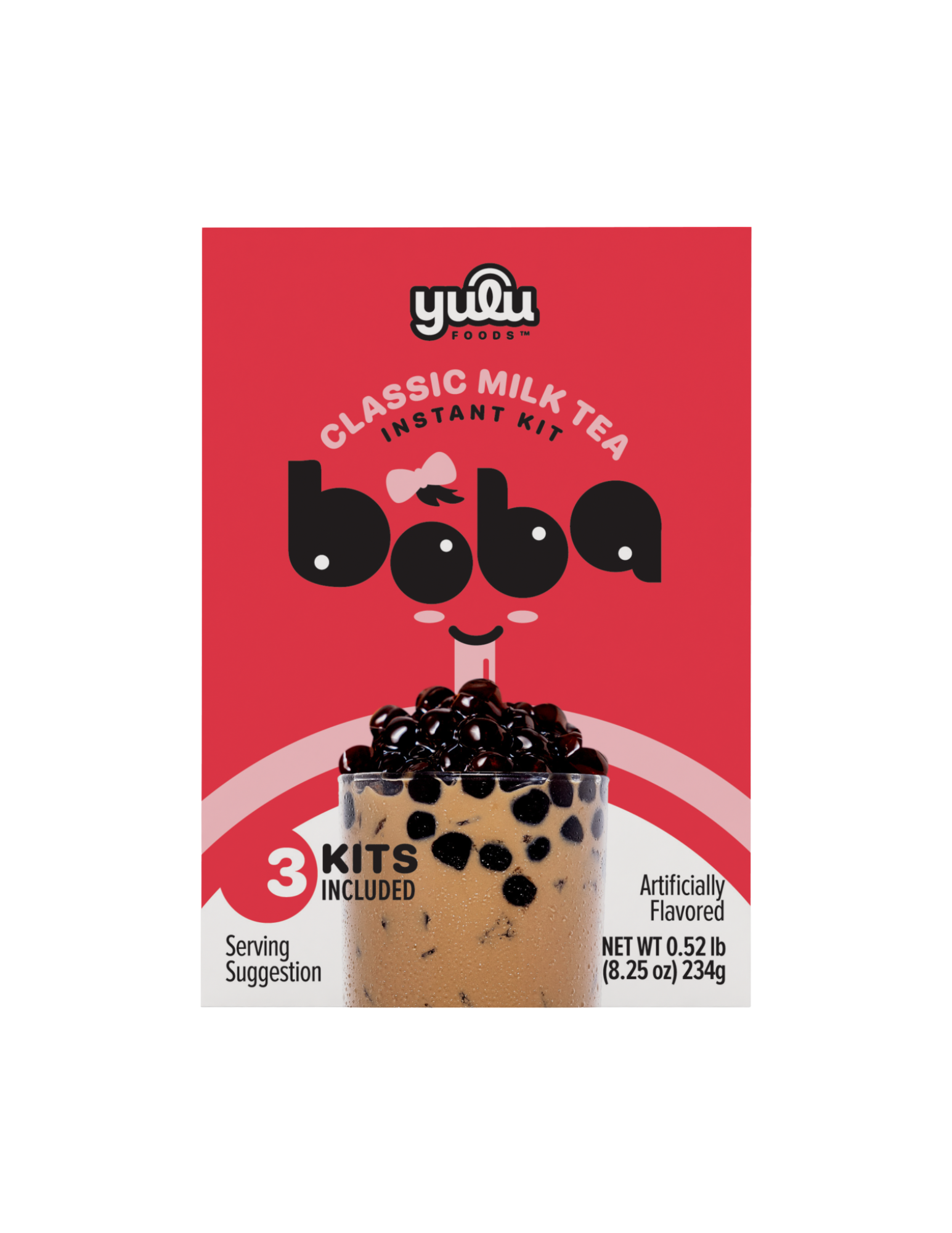 Yulu SHORT BOX Instant Boba Classic Milk Tea Kit with Tapioca Pearls- 3PK