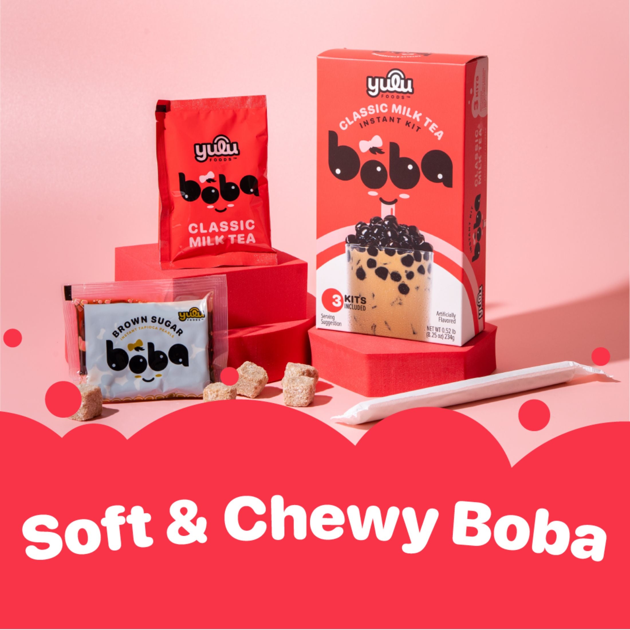 Classic Milk Tea Instant Boba Kit 3 Drinks Set
