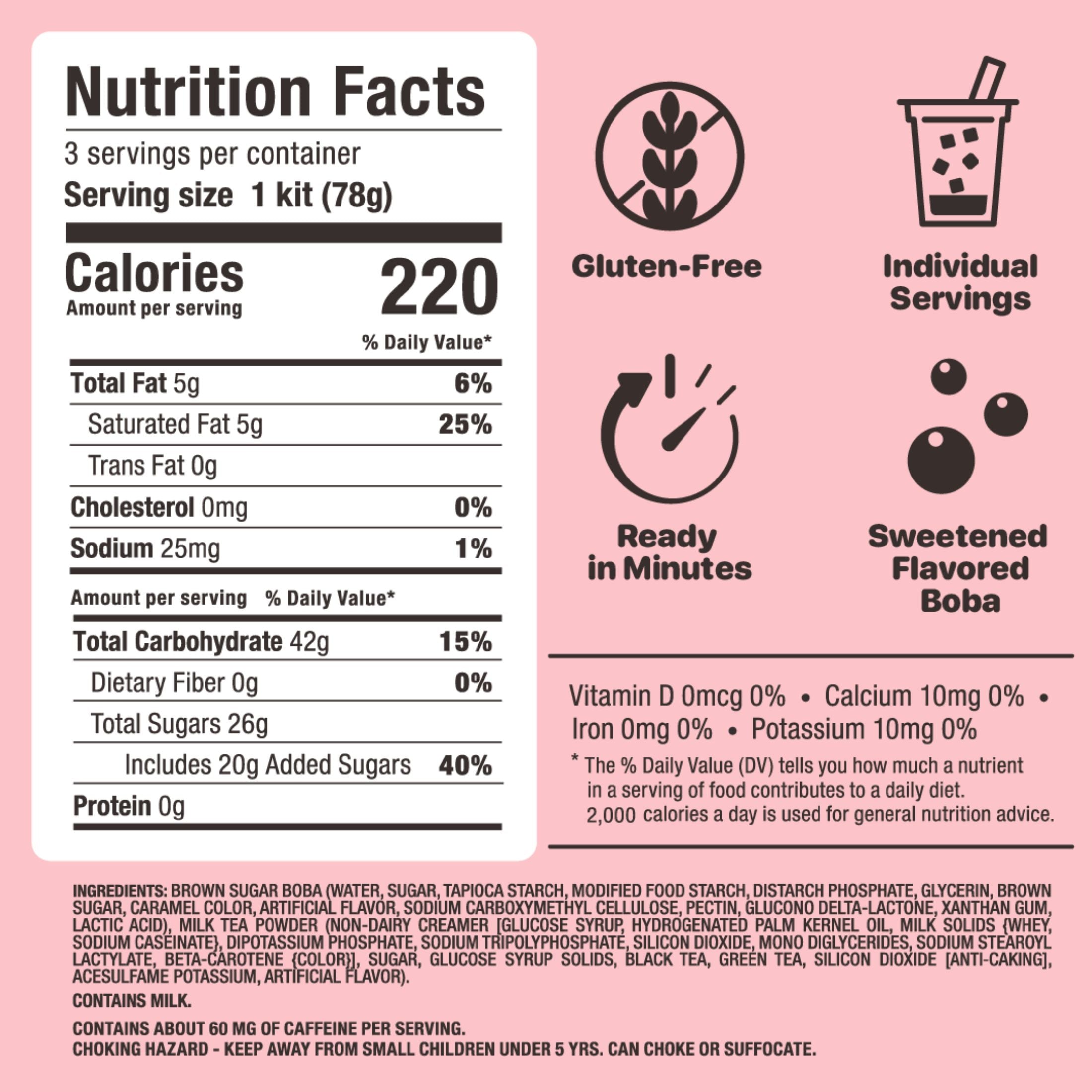 Classic Milk Tea Instant Boba Kit 3 Drinks Set