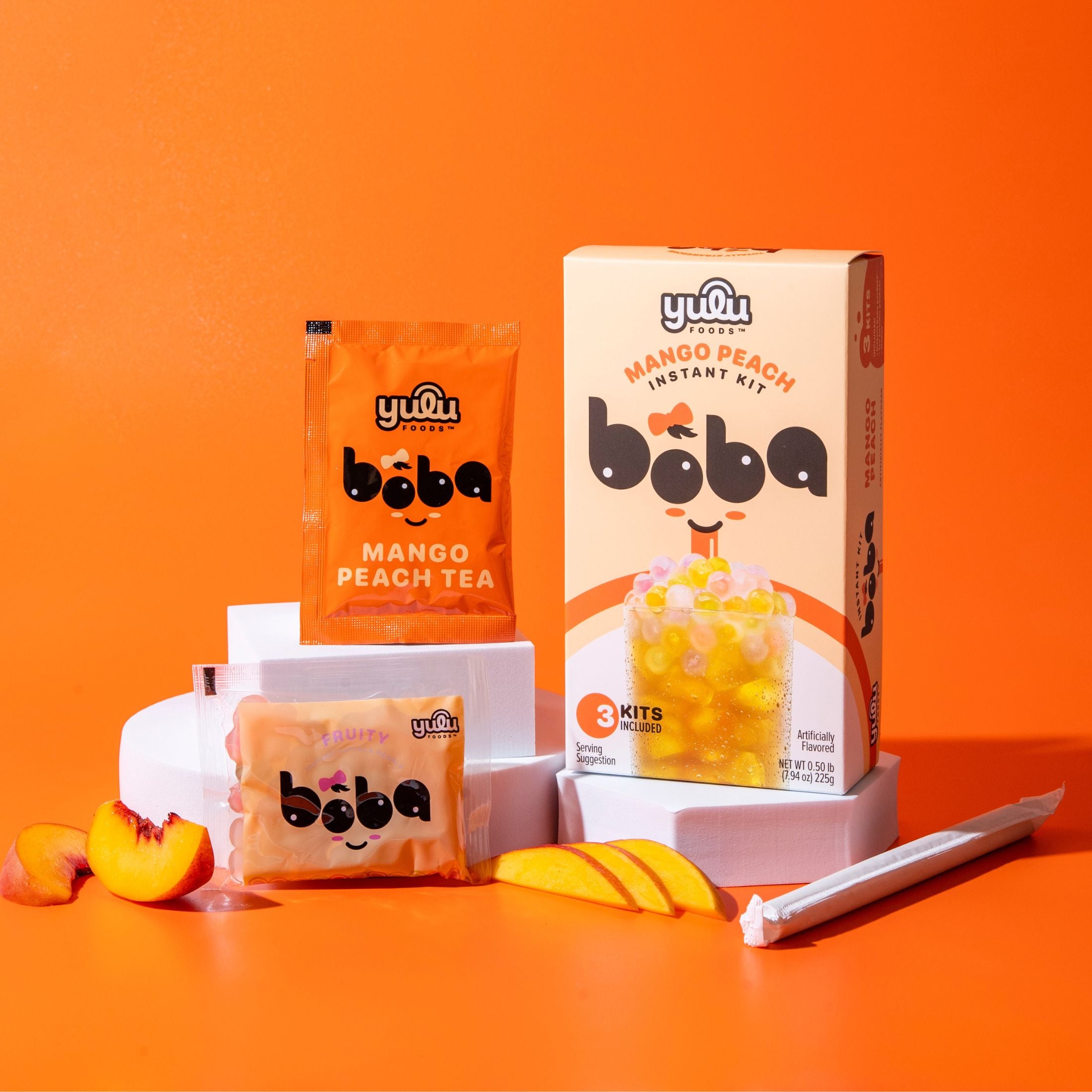 Mango Peach Instant Boba Kit 3 Drinks Set