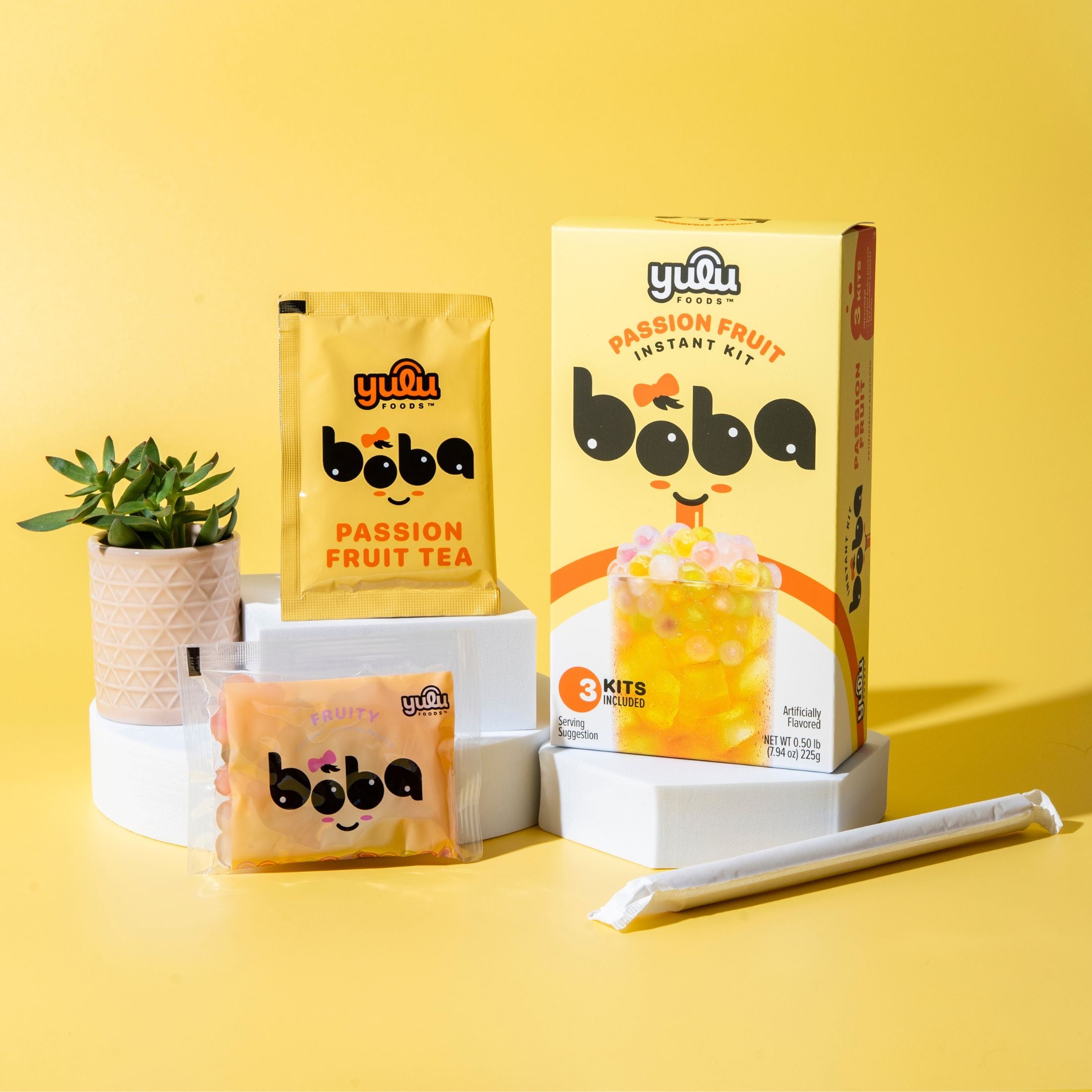 Passion Fruit Instant Boba Kit 3 Drinks Set