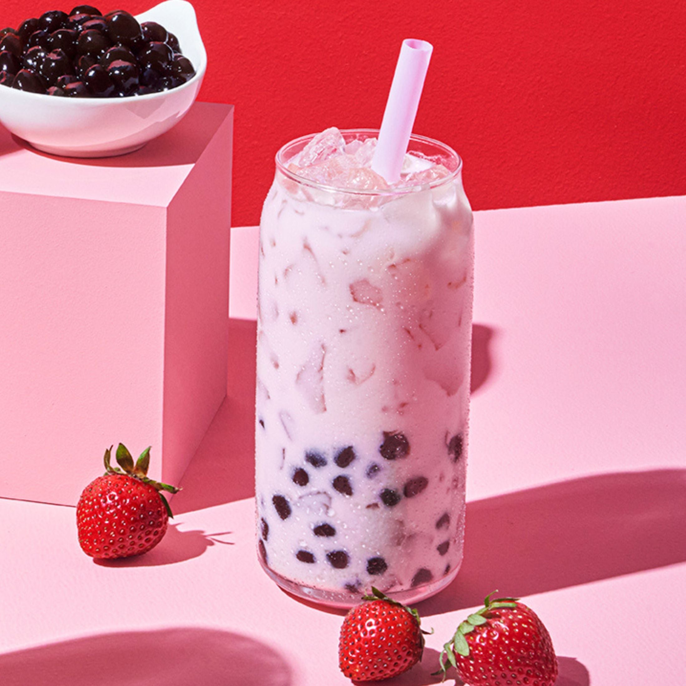 Strawberry Milk Tea Instant Boba Kit 3 Drinks Set
