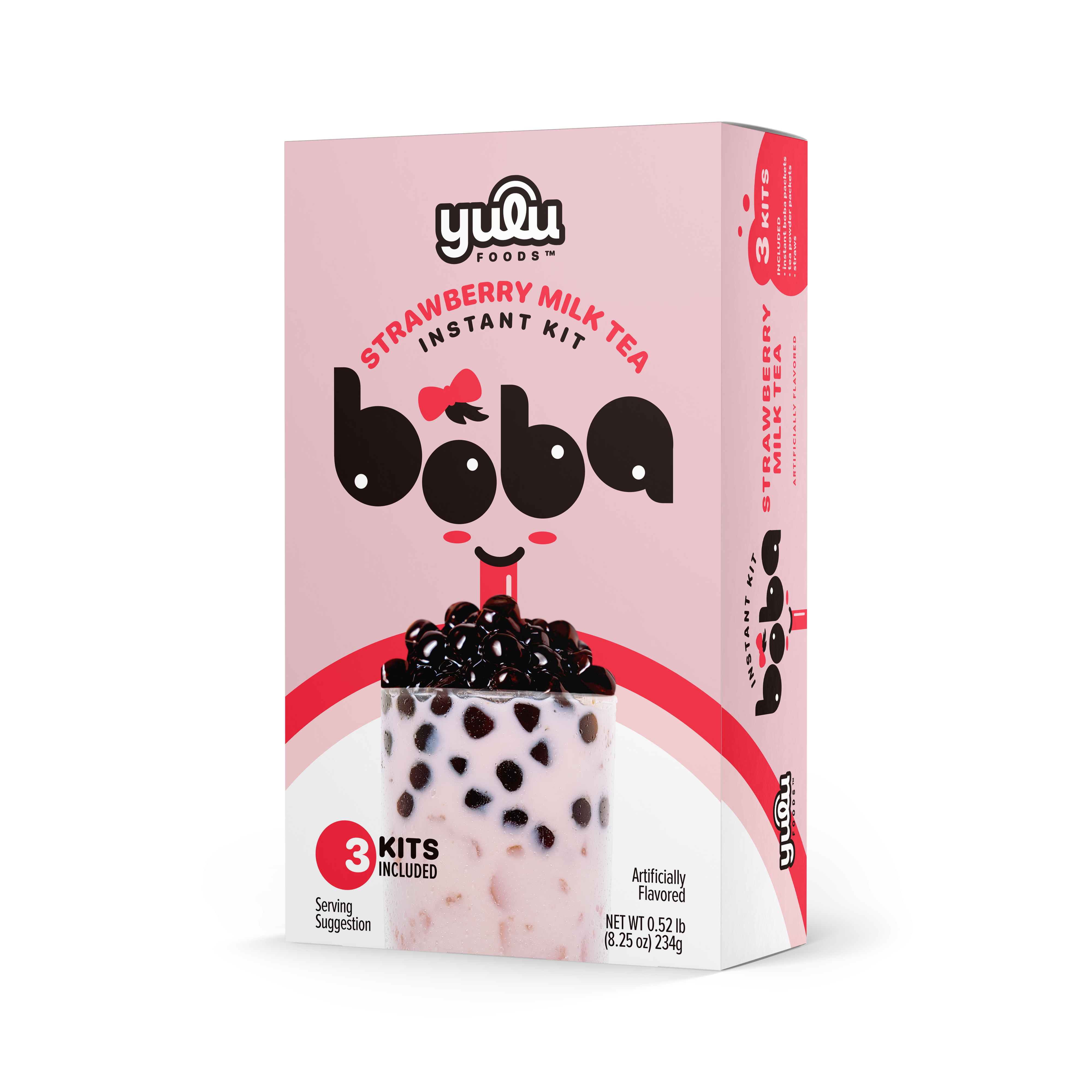 Strawberry Milk Tea Instant Boba Kit 3 Drinks Set