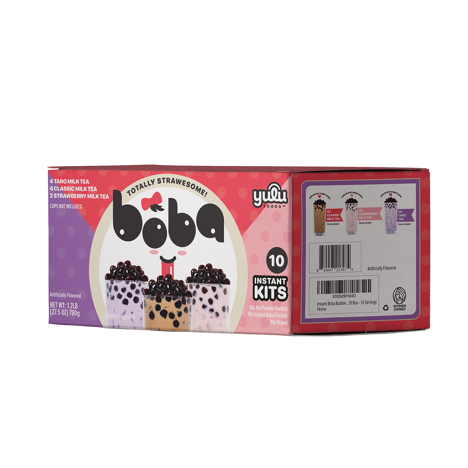 Yulu Foods Yulu Instant Boba 10 Drink Variety Pack, Classic, Taro, and Strawberry Bubble Tea Kits — product image